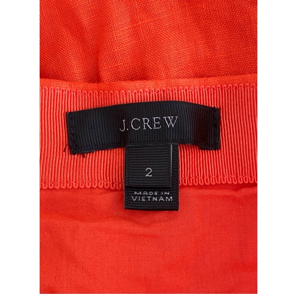 J Crew Womens 100% Linen Ruffle Mini Skirt 2 Orange Preppy Feminine A Line - Picture 7 of 10